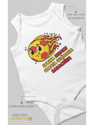 Morivo Kids Sarına Kırmızı Olmaya Geliyorum Babacığım V2 Baskılı Bebek Zıbını – Çıtçıtlı Body 8 Renk | %100 Pamuk Sıfır Kol