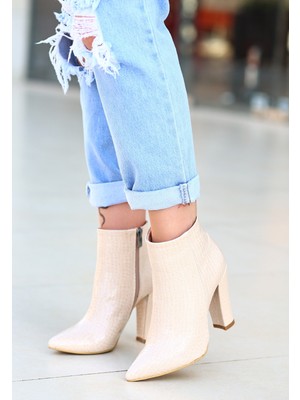 Novytech Loora Ten Rugan Desenli Topuklu Bot - Lisinya