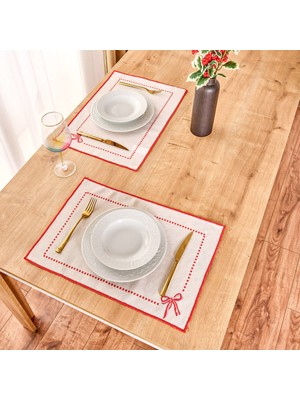 Evidea Soft Riben 2'li Amerikan Servis - Ekru - 35X50 cm