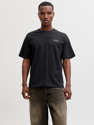 Jack & Jones Jack Jones Yazı Desenli Erkek Yuvarlak Yaka Tişört 12287990