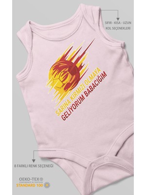 Morivo Kids Sarına Kırmızı Olmaya Geliyorum Babacığım Baskılı Bebek Zıbını – Çıtçıtlı Body 8 Renk | %100 Pamuk Sıfır Kol