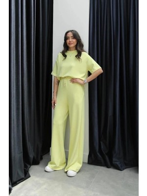 Mesga Butik Tshirt Alt Üst Modal Takım Sarı