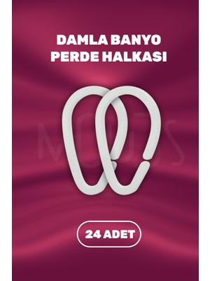 Moud's Banyo Perdesi, Duş Perdesi Halkası, Kancası 24 Adet Duşakabin Perde Askısı Damla