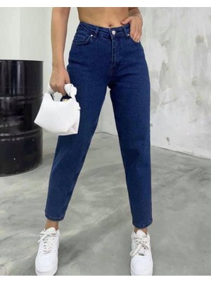 ogonline Kadın Kot Pantolon Mom Kalıp Full Likralı  / Straight Kalıp Bol Paça %100 Cotton