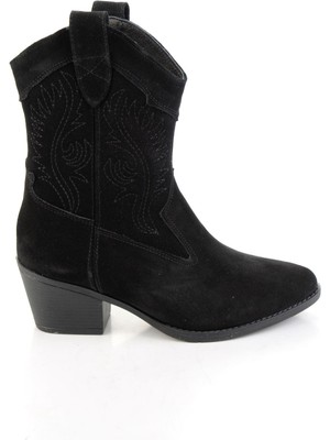 Bambi Siyah Hakiki Deri Kadın Bot & Bootie K02586888902