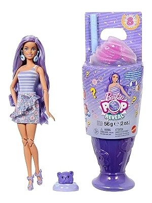 Barbie Pop Reveal Serisi Bebek ve Aksesuar Seti, Atıştırmalık Serisi, Çörek Düşkünü Hayalperest Kız ve Evci... + 1 Barbie Oyuncağı
