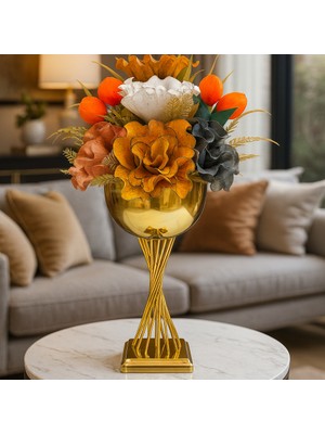 Lüks Olimpiyat- Latex Aranjman - Metal Gold Saksı