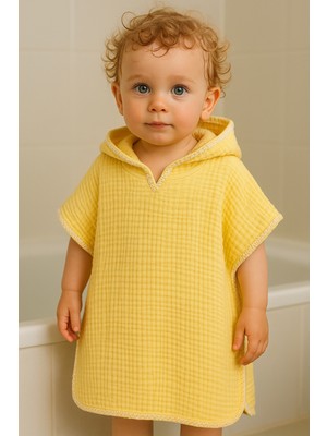 Heianmono Çoban Dikişli 4 Katlı Sarı %100 Pamuk Bebek Müslin Panço
