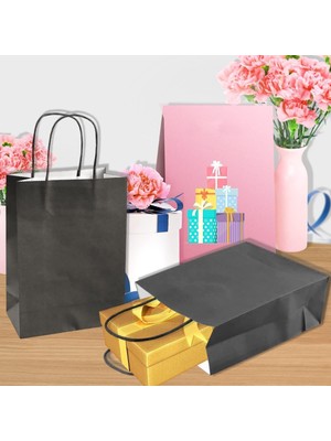 Retapack 22X10X29 90 Gsm Burgu Saplı Siyah Kraft Çanta (500 Adet)