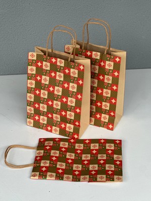 Orbak Kağıtçılık Yılbaşı Konseptli Kraft Kağıt Çanta 18X8X24 cm – 3’lü Paket | Hediye Poşeti & Hediye Paketi