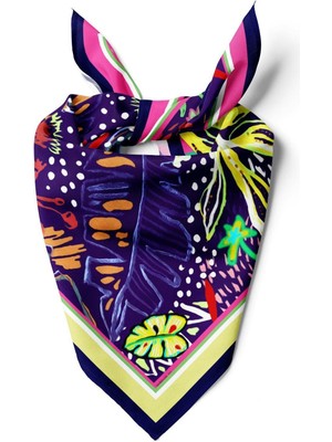 E70 Büyük Tropıc Yapraklı Modern Bandana DG12455