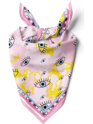V59 Eyes Pink Batik Tasarım Bandana