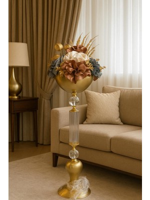 Lüks Saray Model - Latex Aranjman - Metal Gold Saksı