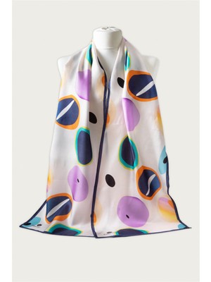 Vissona %100 Ipek Geometrik Desenli Kadın Fular 30X170