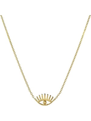 Zeya Kuyumculuk 14 Ayar Altın Kirpikli Göz Kolye