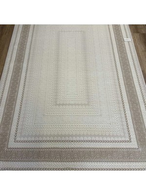 Hoom Rugs Gusto 0850A Bej Krem Modern Halı Mikrofiber Polyester Hav Vermez Spor Saçaklı Halı