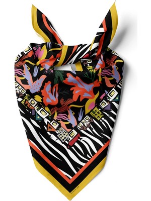 Vissona C31 Kadın Zebra Siyah Beyaz Home Desenli 50X50 Bandana