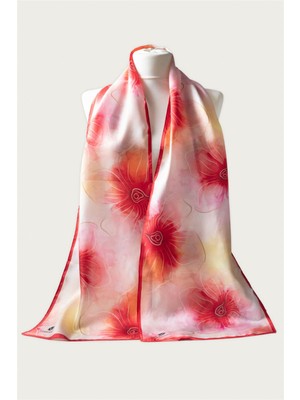 Vissona %100 Ipek Çiçek Desenli Kadın Fular 30X170