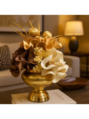 Lüks Şekerlik Model - Latex Aranjman - Metal Saksı Gold/gold