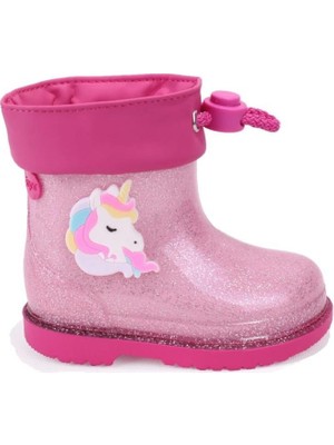 Igor Bımbı Unıcornıo Glıtter 093-FUCSIA Çocuk Yağmur Çizmesi Su Geçirmez Kısa Topuklu