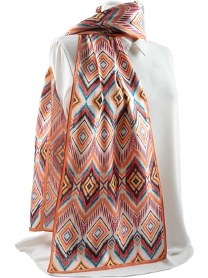 Vissona I15 Saten Ipek Etnik Desenli Kadın Fular