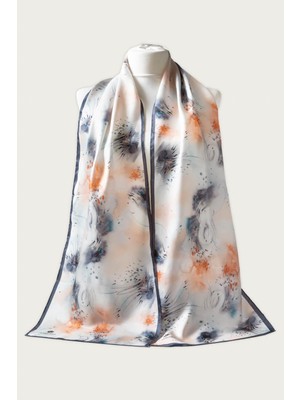 Vissona %100 Ipek Geometrik Desenli Kadın Fular 30X170