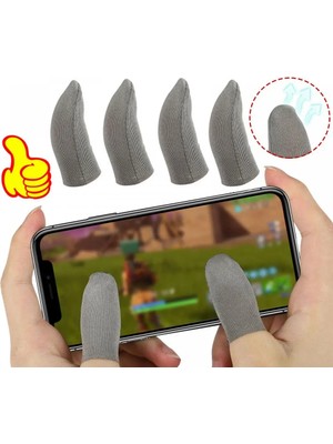 Gümrük Bey N1 Gümüş Fiber Ultra Hassas Kaydırmaz Nefes Alan E-Spor Pubg Oyun Parmak Eldiveni + Taşıma Kutusu