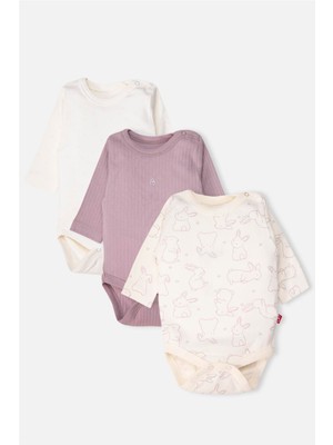 Bebetto Uzun Kollu Body 3lü (Cute Bunny) Mor