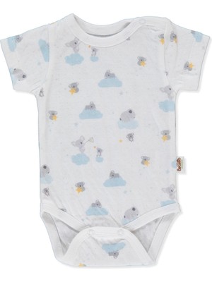 Bebetto Organik Süprem Double Kısa Kollu Body Ay (Organıc Stars And Koalas) Ekru