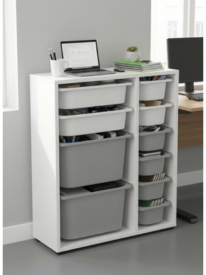 Pratico Zen 10 Sepetli Çok Amaçlı Ofis Dolabı Beyaz Gri 2D2K6U