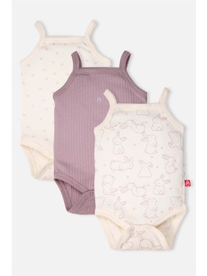 Bebetto Ip Askılı Body 3lü (Cute Bunny) Mor