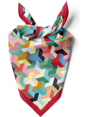 Vissona V38 Kadın Geometric Mix Desenli Bandana 50X50  DG0124-22