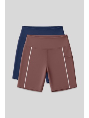 Standart Fit Basic 2li Paket Kahverengi-Parlament Kız Çocuk Biker Tayt - 75189
