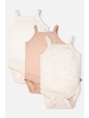 Bebetto Ip Askılı Body 3lü (Cute Bunny) Bej