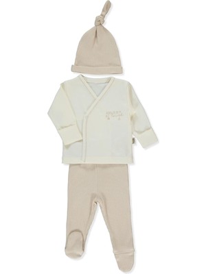 Bebetto Organik Raporlu Kaşkorse Zıbın Set 3lü (Organıc Born Wıth Love) Bej