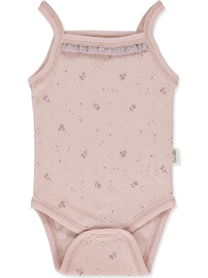 Bebetto Kız Çocuk Ajurlu Ip Askılı Body Pudra Renkli Ay Baskılı  Pamuklu Konforlu Tasarım