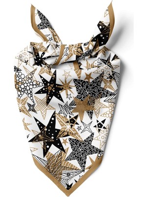 Vissona %100 Ipek Yıldız Desenli Kadın Bandana