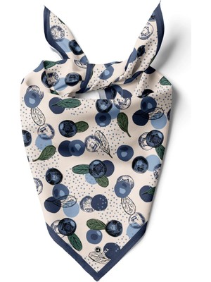 Vissona %100 Ipek Blueberry Desenli Kadın Bandana