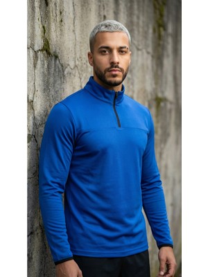 CLAW UP WORK SCUBA HALF ZIP SWEAT | SAX BLUE  (Slim Fit Yarım Fermuarlı Scuba Sweatshirt)