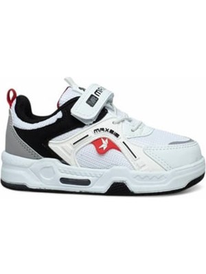 Ulusoy Maxsis Patik 514 Çocuk Günlük Ayakkabı YI05A514 Anorak Beyaz Siyah Kırmızı