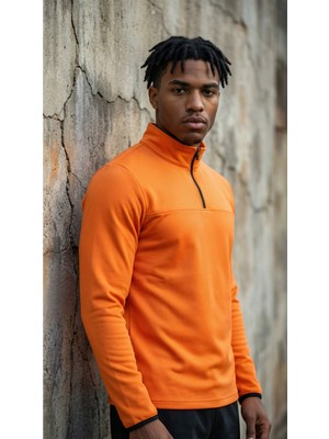 CLAW UP WORK SCUBA HALF ZIP SWEAT | BRUNT ORANGE (Slim Fit Yarım Fermuarlı Scuba Sweatshirt)
