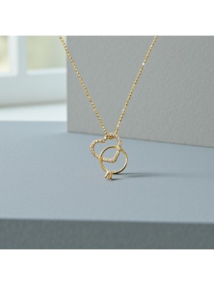 Nova Grup Kalpli Yüzüklü Zirkon Taşlı 14 Ayar Altın Kolye