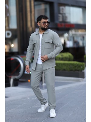 L-KOM Çift Cepli 2'li Takım Pamuklu Rahat Gömlek & Pantolon Takımı