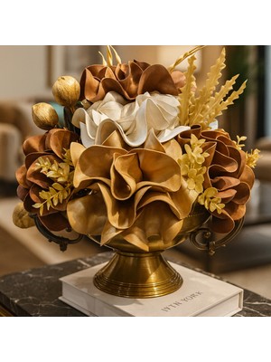 Lüks Zamak Kollu Model - Latex Aranjman - Metal Eskitme Saksı