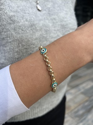 Tep's Jewellery Mineli Nazar Boncuklu Gümüş Bileklik