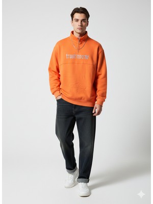 Ribana Classic Unisex Regular Fit Fermuarlı Yumuşak Dokulu Üç Iplik Uzun Kollu Sweatshirt