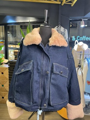 Sagi Kadın Yakası Içi Kürklü Cepli Uzun Kollu Mont Kaban