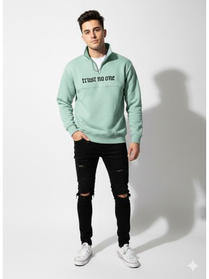 Ribana Classic Unisex Regular Fit Fermuarlı Yumuşak Dokulu Üç Iplik Uzun Kollu Sweatshirt