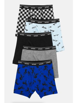 Carter's Erkek Çocuk Boxer Set Pamuk Kumaş Desenli Tekli Paket İçeriği ile Rahat Tasarım