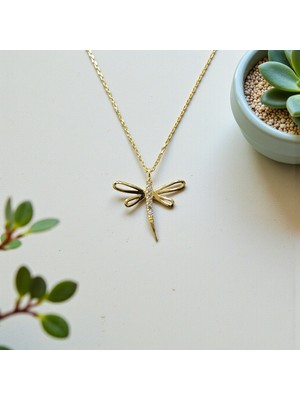 Nova Grup Kelebek Figürlü Zirkon Taşlı 14 Ayar Altın Kolye